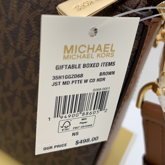 MICHAEL KORS GIFTABLE SHOULDER BAG & CARD HOLDER BOXED SET Brown signature NWT - Picture 16 of 16